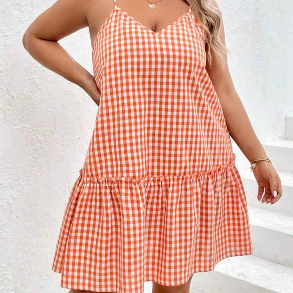 Brand new plus size orange  ruffled cami dress.